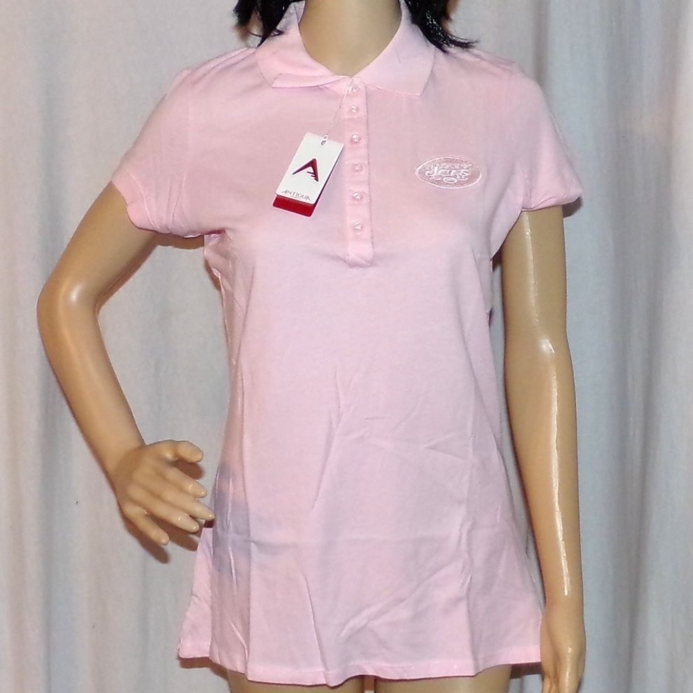 New York Jets Women's Polo Shirt Pink Size L NFL NWT
